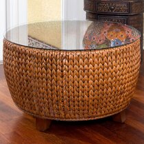 Small round wicker store coffee table